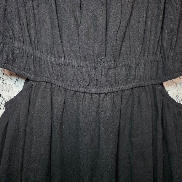 NWT Sage The Label Linen-Blend Cut-Out Midi Dress Black M - Picture 4 of 12